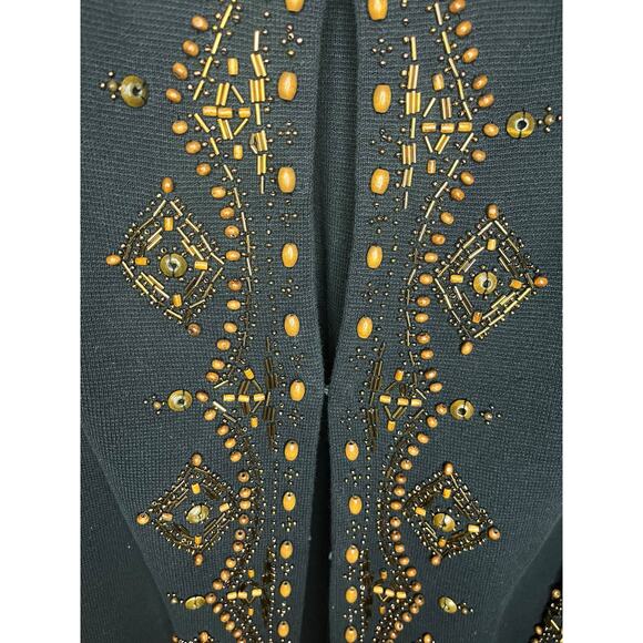 Chico’s Cotton Sequined and Beaded Black Cardigan Size 1=US Size 8/M - Picture 6 of 9